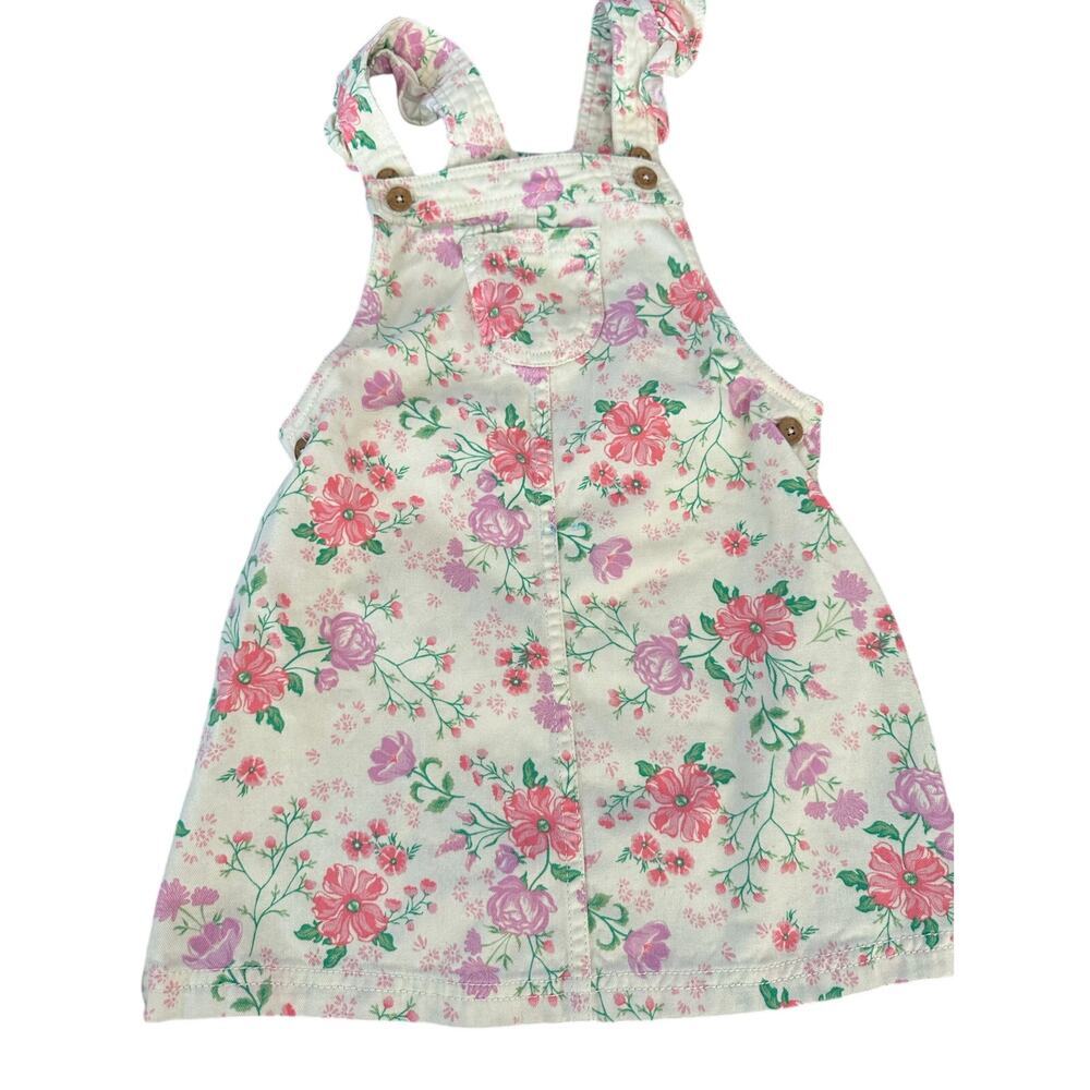 Vintage Shabby Chic Girls Floral Print 100% Cotton Overall Jumspuit Size 4
